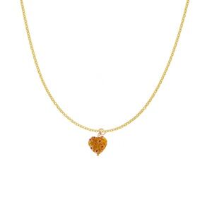 Orange Floral Glass Heart Gold Charm Necklace